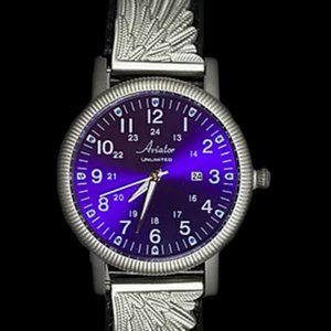 Men's Classic Leather Band Aviator Watch